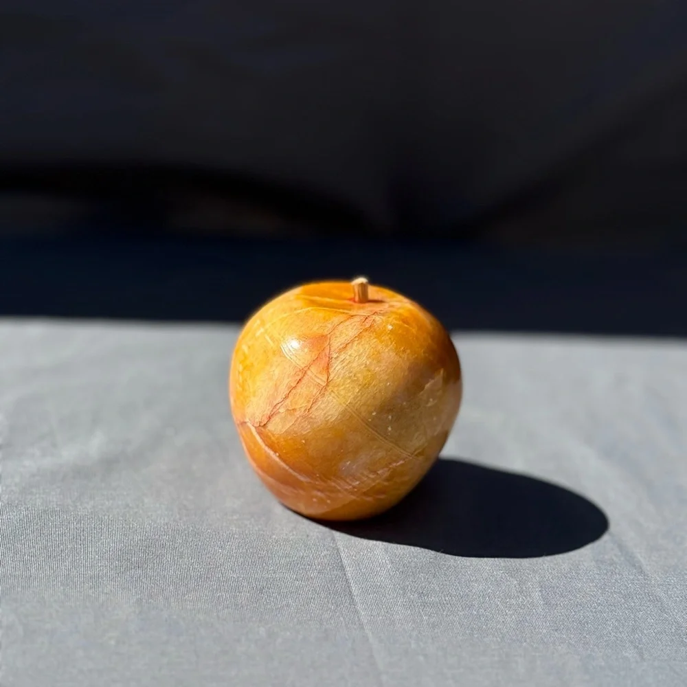 ✨ Vintage Onyx Stone Fruit Bowl | MCM Hand-Carved Alabaster Fruit Display ✨ - Picture 6 of 13